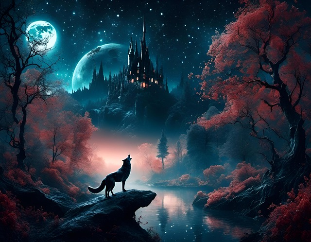 Download free HD stock image of Ai Generated Wolf Free ai generated wolf castle illustration