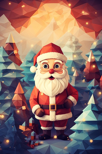 Free ai generated santa claus low poly illustration