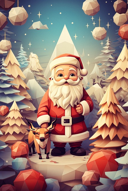 Free ai generated santa claus low poly illustration