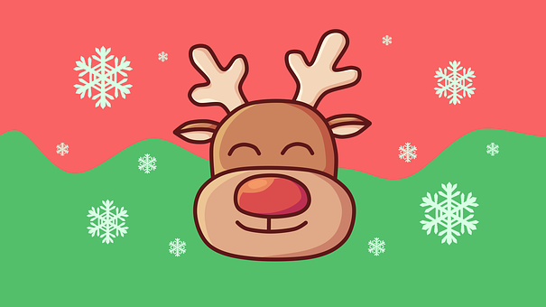 Rensdyr, Rudolph, Sne, Julekort, Natur