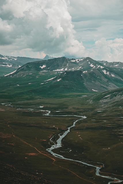 Bjerge, Flod, Natur, Landskab, Solopgang