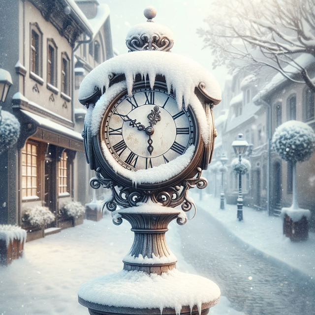 Ai产生的, 钟, 雪, 街头时钟, 冬天, 圣诞节, 时间