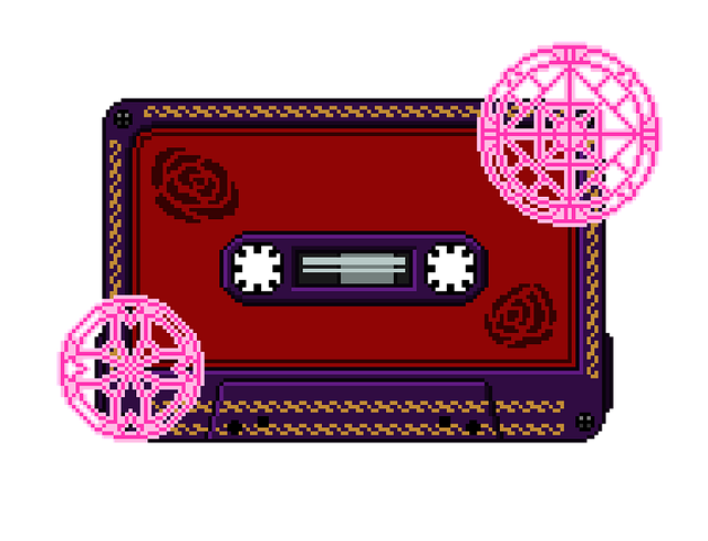 Free pixel art cassette tape illustration