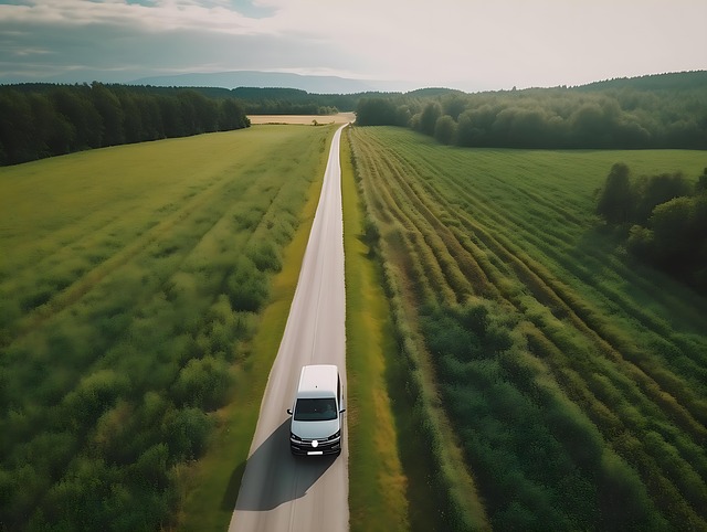 Luchtfoto, Gebogen Landweg