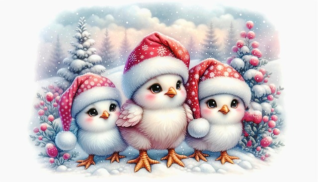 Free ai generated birds christmas decor illustration