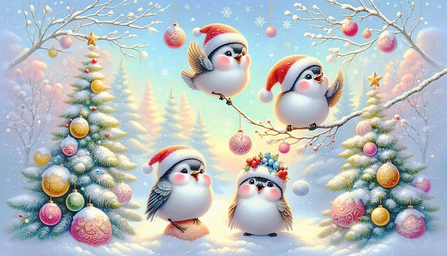 Free ai generated birds christmas decor illustration