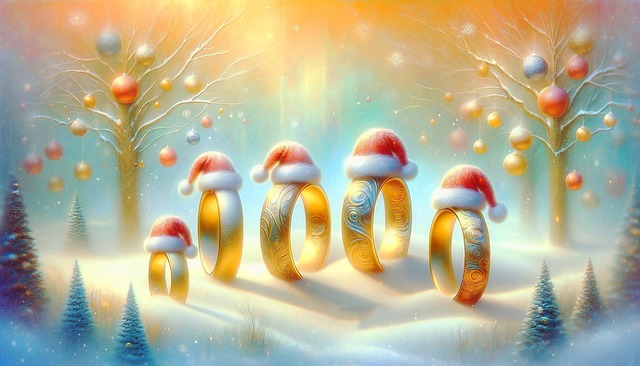 Free ai generated five golden rings christmas wallpaper illustration