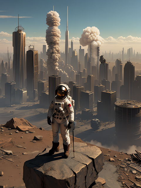 Free ai generated apocalypse astronaut illustration