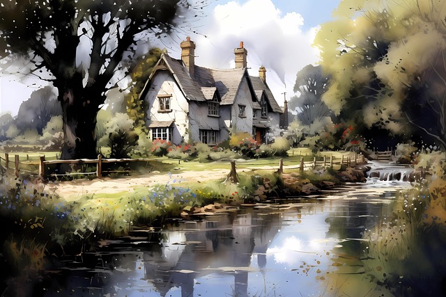 Free ai generated english countryside illustration