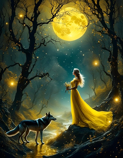 Free ai generated woman wolf illustration