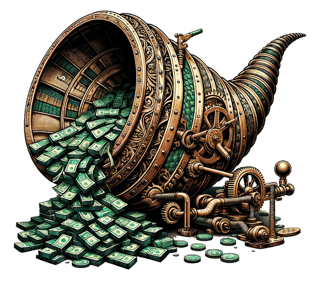 Free ai generated money cornucopia illustration