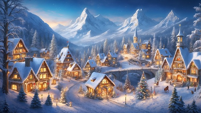 Free ai generated winter village illustration
