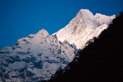 Himalaya, Bjerge, Spids, Morgen, Himmel