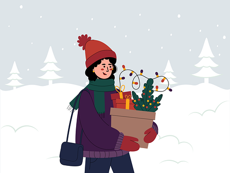 Kerstmis, Vrouw, Kerstinkopen Doen