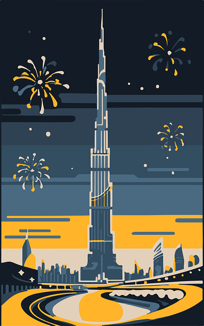 Free ai generated skyscraper fireworks illustration