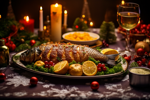 Free ai generated christmas dinner illustration