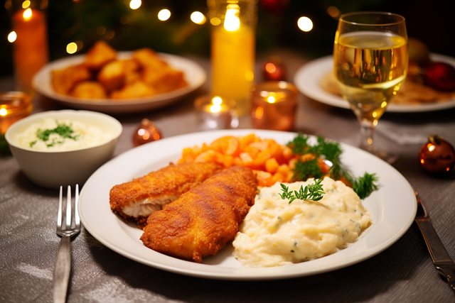 Download free HD stock image of Ai Generated Christmas Free ai generated christmas dinner illustration