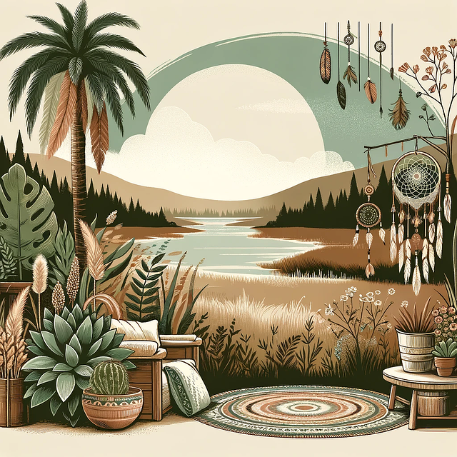 Download free HD stock image of Ai Generated Boho Free ai generated boho landscape illustration