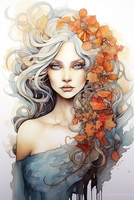 Free ai generated woman autumn illustration