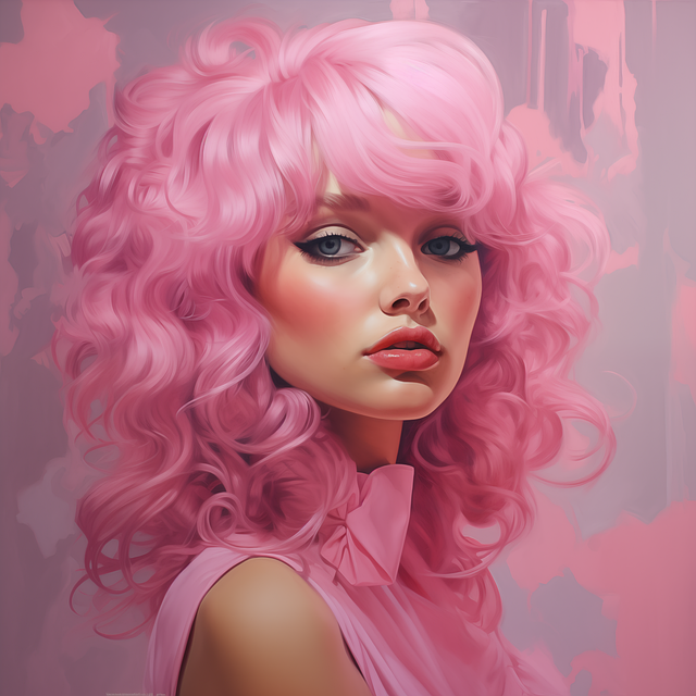 Free ai generated woman pink hair illustration