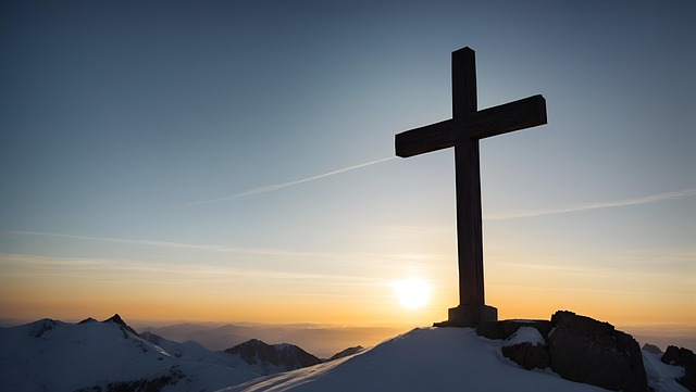 Free mountain summit cross illustration