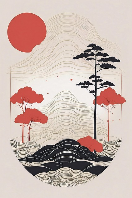 Free japanese nature spring illustration