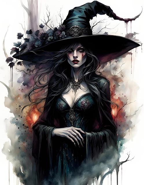 Free ai generated witch halloween illustration