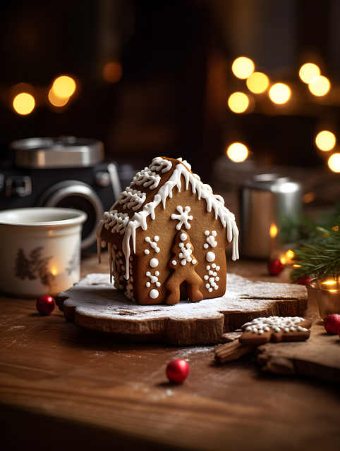 Free ai generated gingerbread house icing illustration