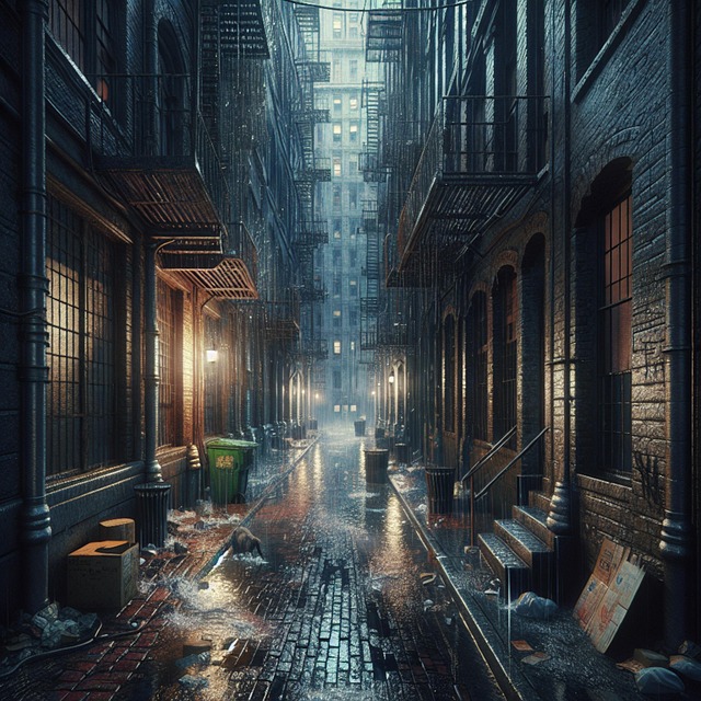 Free ai generated rain alley illustration