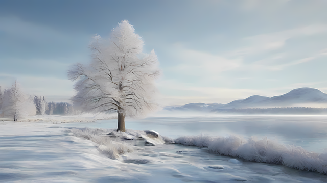 Download free HD stock image of Ai Generated Winter Free ai generated winter landscape illustration