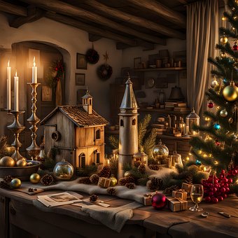 Ai Generado, Navidad, Decoración, Torre