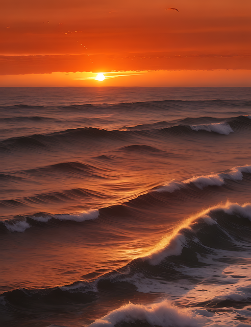 Free sunset ocean beach illustration