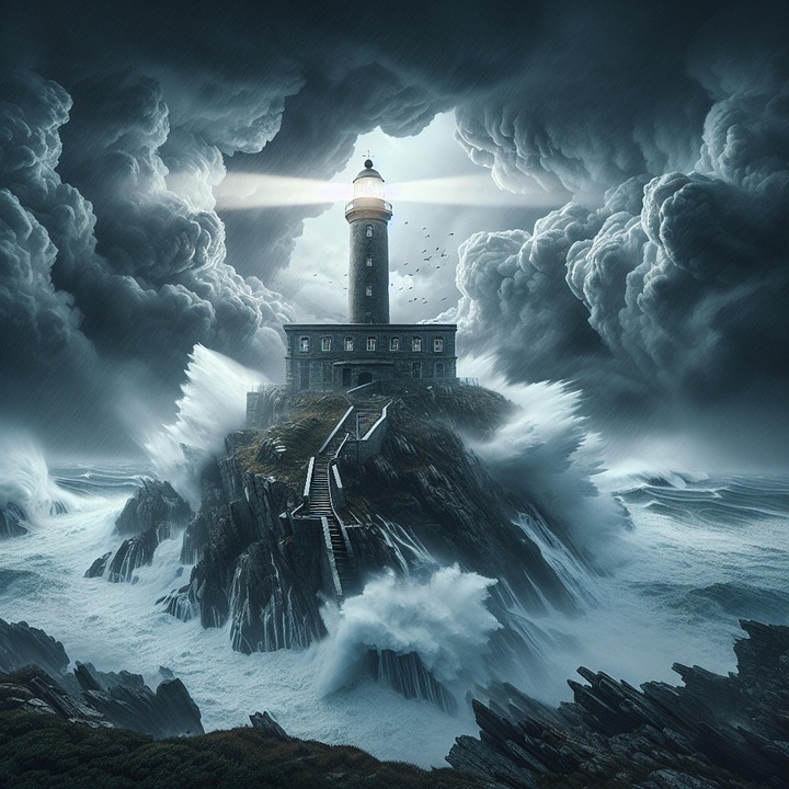 Download Ai Generated Lighthouse Storm Royalty-Free Stock Illustration ...