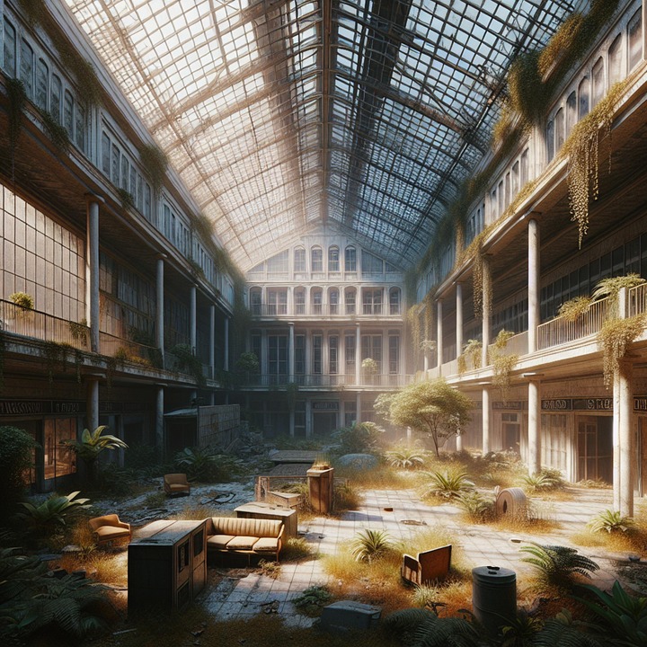 Download Ai Generated, Abandoned, Atrium. Royalty-Free Stock ...