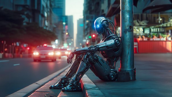 Ai Generiert, Roboter, Straße, Stadt
