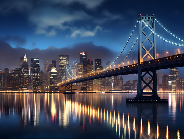 Free ai generated bridge city illustration