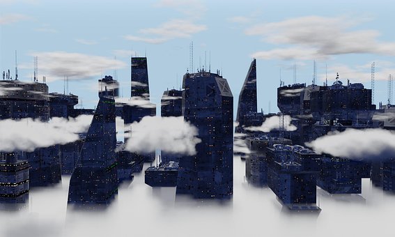 Stad, Futuristisch, Gebouwen, Landschap