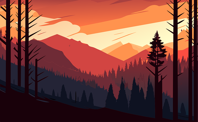Free trees forest mountains vector