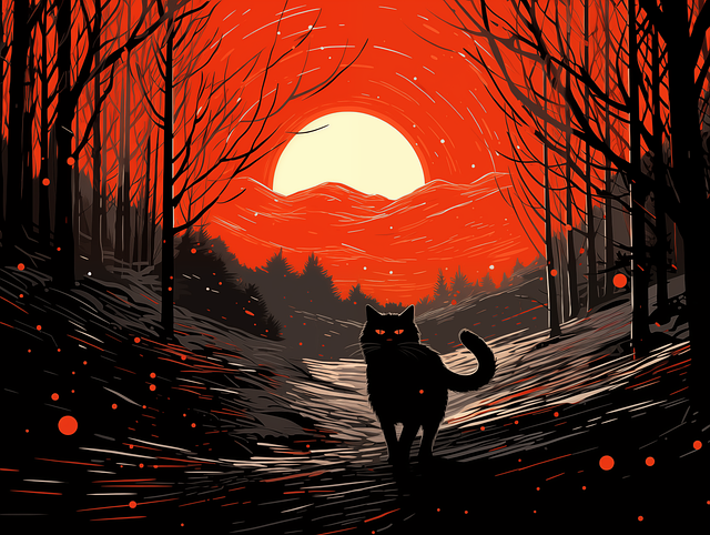 Free ai generated cat forest illustration