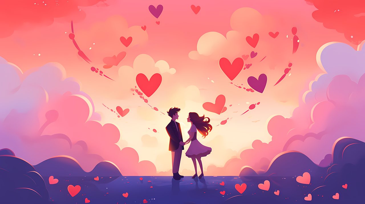 Free 27 Love Drawings In Ai Creatures In Love Vector Illustration