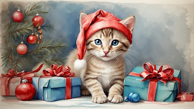 Free ai generated tabby christmas illustration