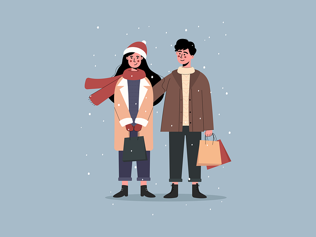 Download free HD stock image of Couple Christmas Free couple christmas cute illustration