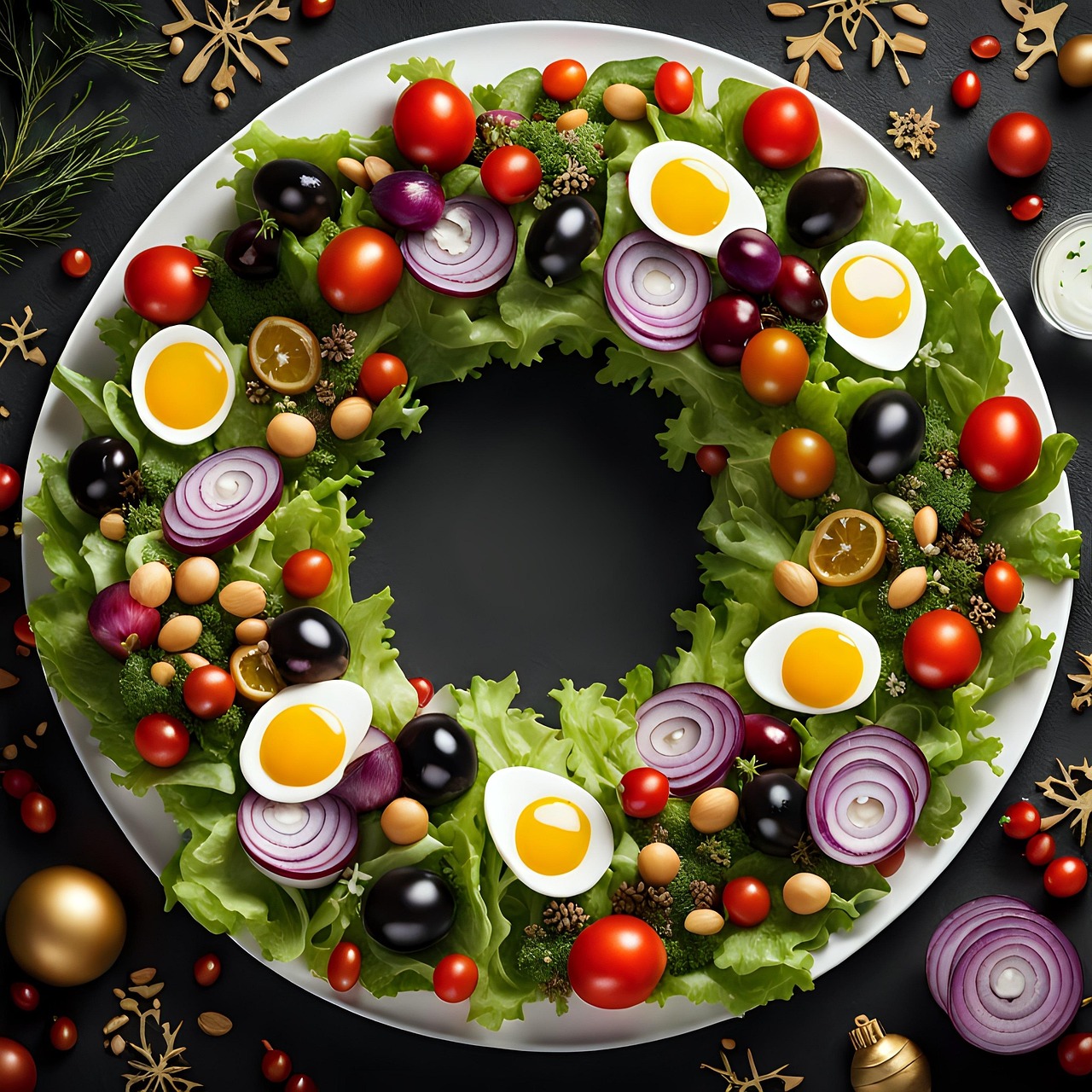 Download free HD stock image of Ai Generated Salad Free ai generated salad wreath illustration