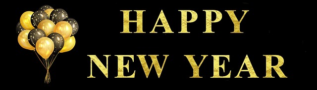 Free new year balloons banner illustration