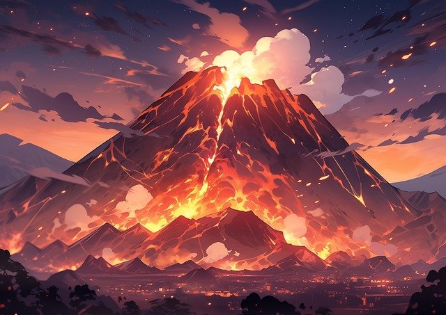Free ai generated mountain volcano illustration