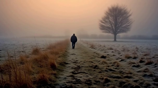 Ai Generiert, Mann, Nebel, Einsam
