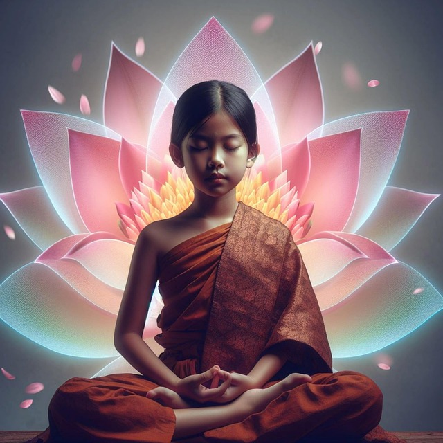 Free ai generated girl buddhism illustration