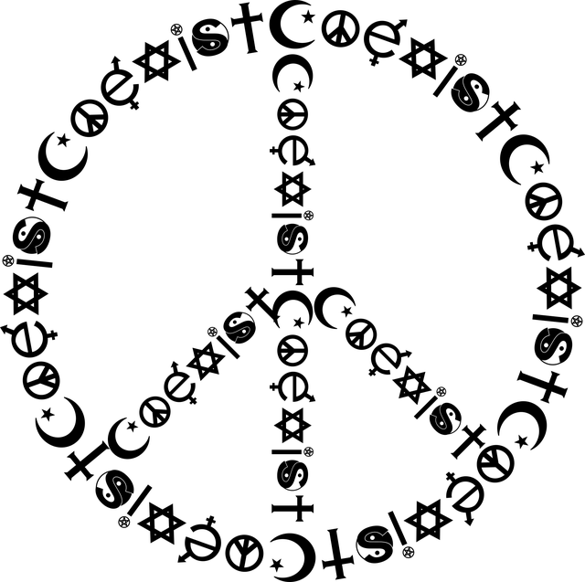 Free coexist religions peace sign vector