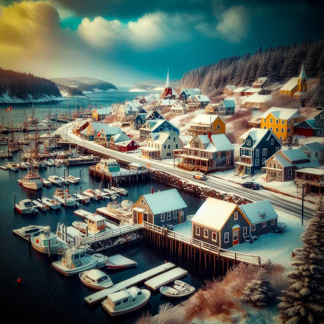 Free ai generated nova scotia marina illustration