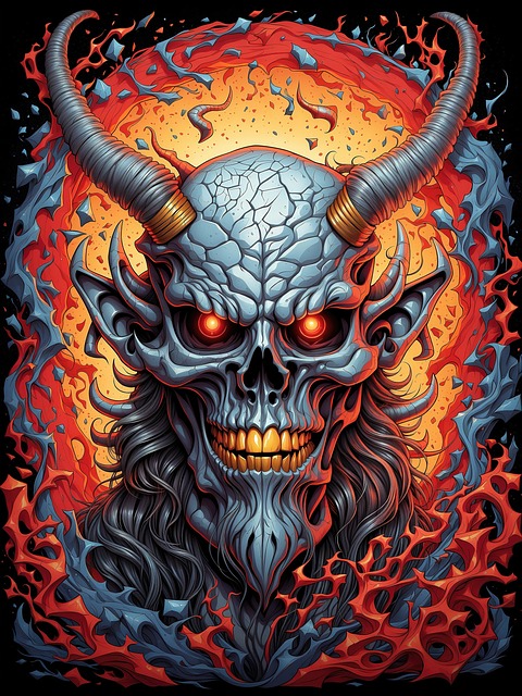 Free ai generated krampus skull creature illustration